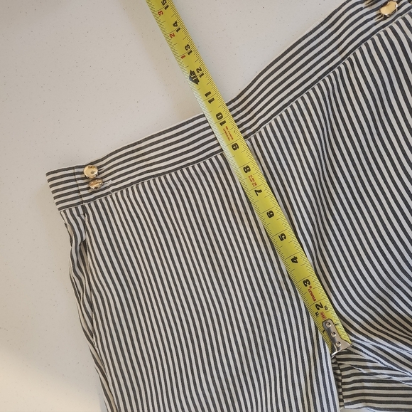 MaxMara Stripe Seersucker Ankle Cropped Pants Trousers Nautical Size 12 42 - Picture 9 of 10